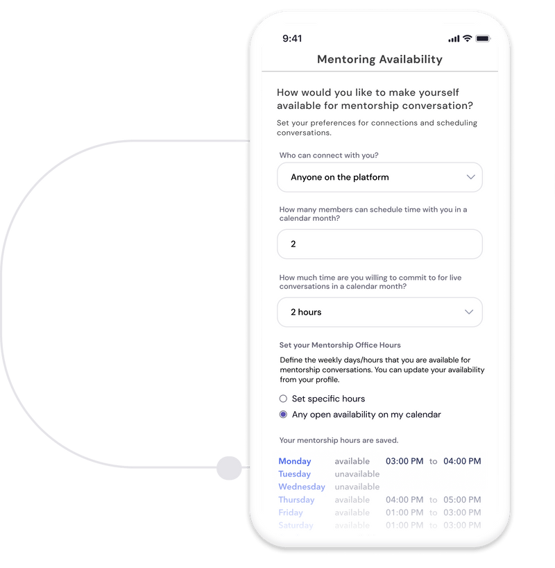 Schedule mentorship sessions